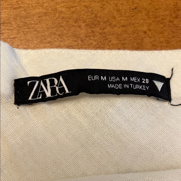 Zara Cream Blue Tie Front Mini Dress - Picture 6 of 7
